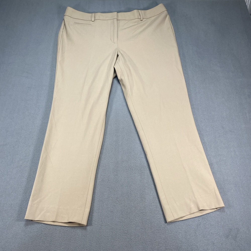 Talbots Petites Girlfriend Chino Pants Khaki Cotton Blend Tapered Mid Rise 14P